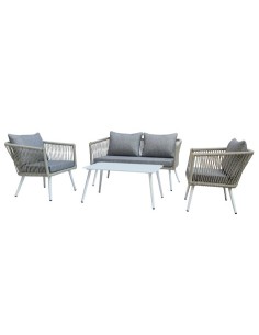 CONJUNTO DE EXTERIOR TIRRENO ALUMINIUM GRIS / RATTAN