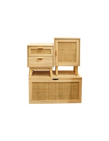 MESILLA DÉCOR 40 x 30 CM PINO / RATTAN