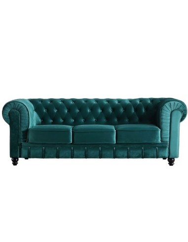 SOFÁ CHESTERFIELD 3 PLAZAS VELVET VERDE