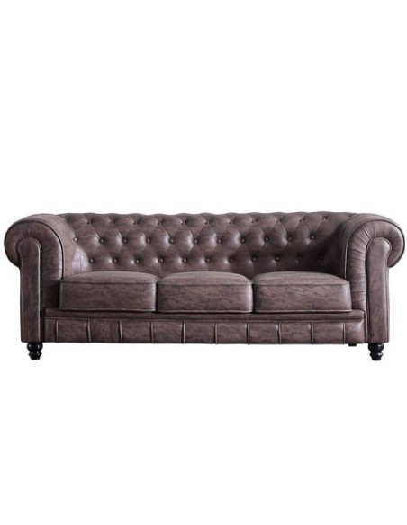 SOFÁ CHESTERFIELD 3 PLAZAS CHOCOLATE VINTAGE