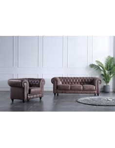 SOFÁ CHESTERFIELD 3 PLAZAS CHOCOLATE VINTAGE 2