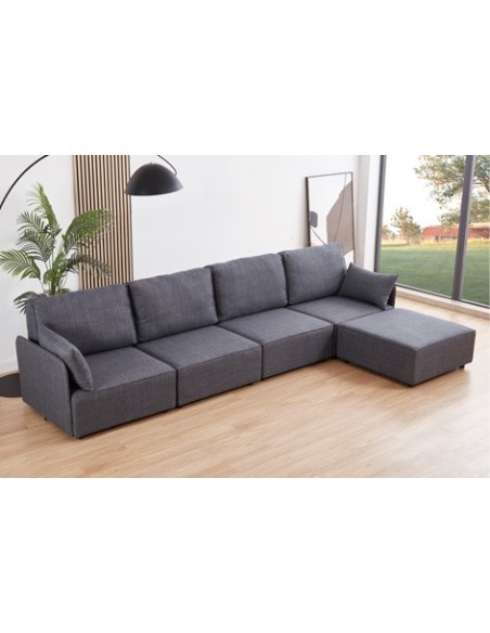 PUFF 90 X 90 CM SOFÁ MODULAR MOU TEJIDO GRIS