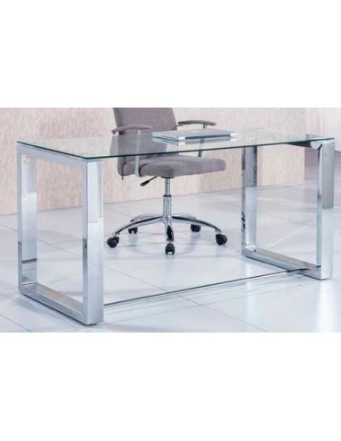 MESA DESPACHO OFFICE 140 x 70 CM PATAS CROMO / CRISTAL TEMPLADO