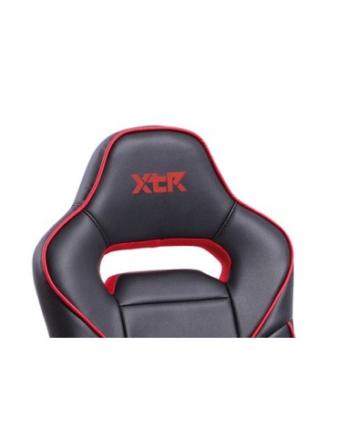 SILLÓN GIRATORIO XTR JUNIOR SÍMIL PIEL NEGRO - DETALLES EN ROJO