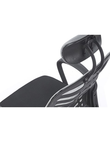 SILLON GIRATORIO CON REPOSACABEZAS KNECK RED TRANSPIRABLE NEGRO / GRIS