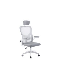 SILLON GIRATORIO CON REPOSACABEZAS AERO RED TRANSPIRABLE GRIS ESTRUCTURA BLANCA