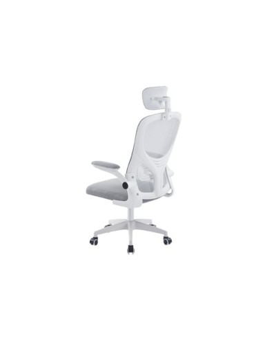 SILLON GIRATORIO CON REPOSACABEZAS AERO RED TRANSPIRABLE GRIS ESTRUCTURA BLANCA