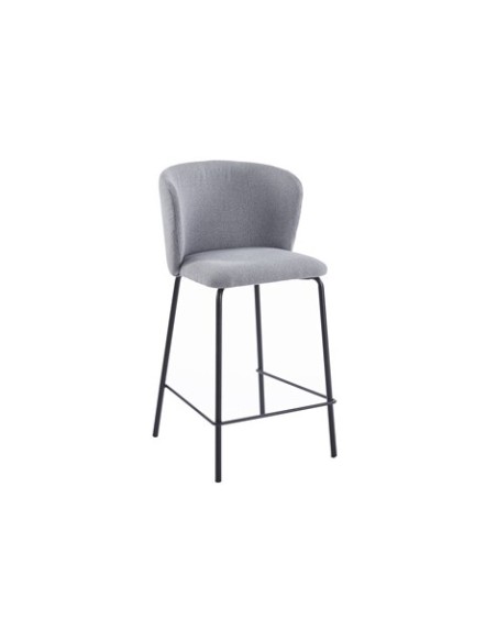 TABURETE TAPIZADO MARGOT ALTO ASIENTO 65 CM TEJIDO GRIS