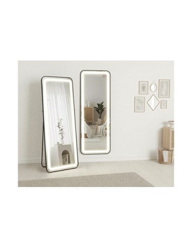 ESPEJO PIE CON MARCO NEGRO E ILUMINACION LED GLOSS 50 X 160 CM