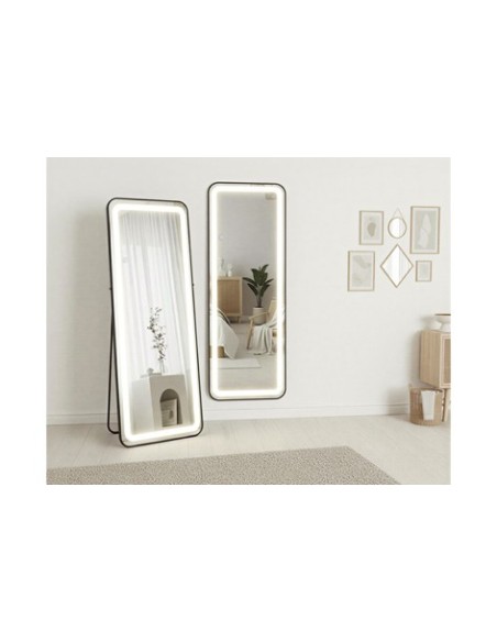 ESPEJO PIE CON MARCO NEGRO E ILUMINACION LED GLOSS 50 X 160 CM