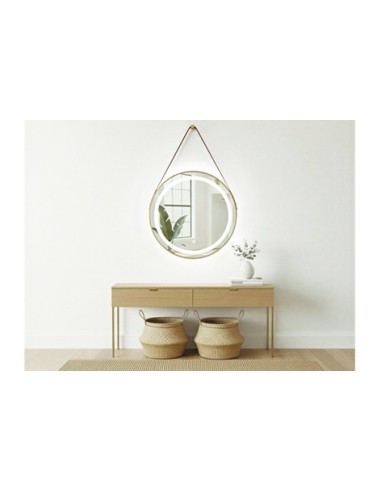 ESPEJO COLGAR CON MARCO DORADO E ILUMINACION LED BELT 60 X 60 CM