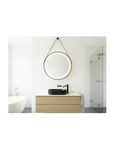 ESPEJO COLGAR CON MARCO NEGRO E ILUMINACION LED BELT 60 X 60 CM 2