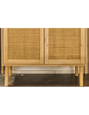 ARMARIO BAJO DÉCOR 80 x 40 CM PINO / RATTAN