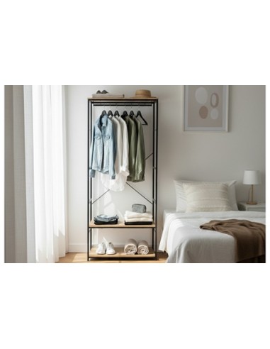 ARMARIO ABIERTO OPEN DECK 75 X 180 CM OAK / NEGRO