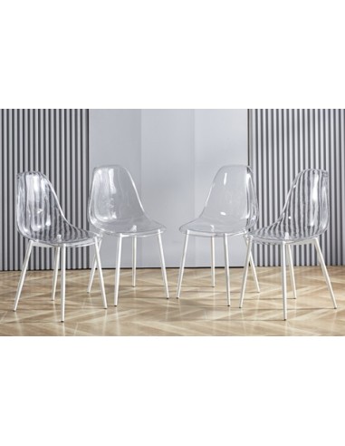 SILLA COMEDOR TELMA TRANSPARENTE PATAS BLANCAS