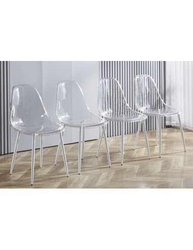 SILLA COMEDOR TELMA TRANSPARENTE PATAS BLANCAS