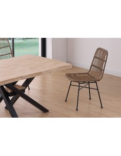 SILLA COMEDOR THAI RATTAN SINTÉTICO  MARRON / NEGRO 2