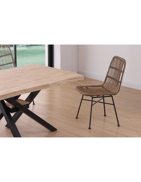 SILLA COMEDOR THAI RATTAN SINTÉTICO  MARRON / NEGRO