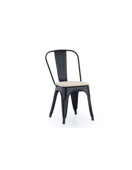 SILLA COMEDOR TOLIX NEGRO ASIENTO ROBLE NORDISH