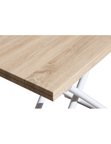 MESA CENTRO ELEVABLE Y EXTENSIBLE UP - DOWN BLANCO / ROBLE 100 x 50 CM