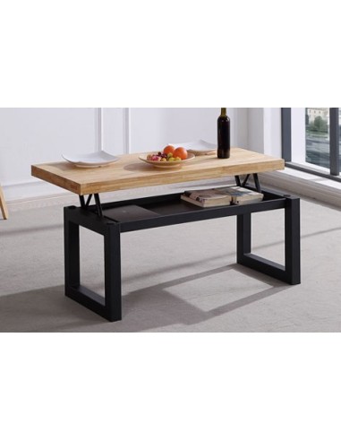 MESA CENTRO ELEVABLE LOFT 120 x 60 CM ROBLE NORDISH/ NEGRO