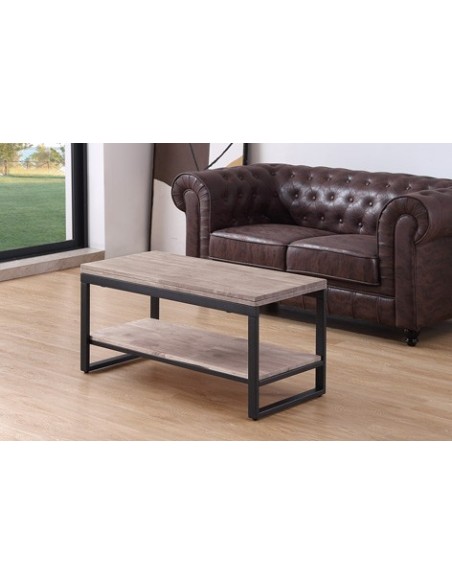 MESA CENTRO ELEVABLE Y EXTENSIBLE STEVE  100 x 45 CM ROBLE HONEY / NEGRO