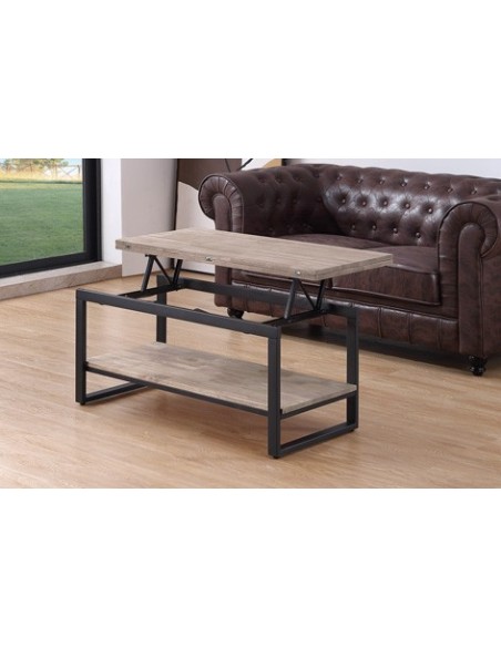 MESA CENTRO ELEVABLE Y EXTENSIBLE STEVE  100 x 45 CM ROBLE HONEY / NEGRO