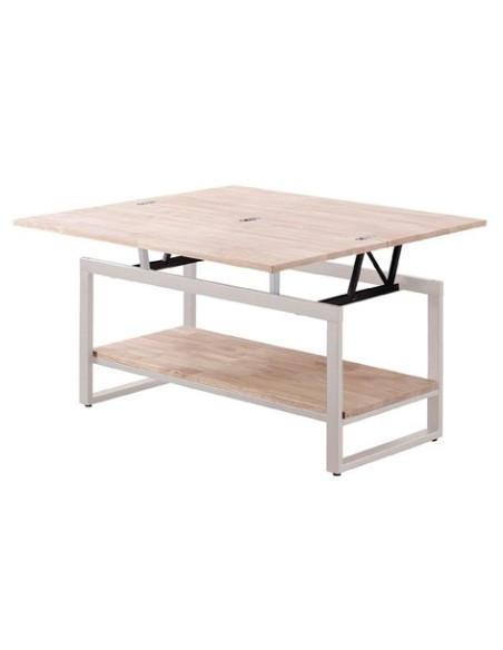 MESA CENTRO ELEVABLE Y EXTENSIBLE STEVE  100 x 45 CM ROBLE NORDISH / BLANCO
