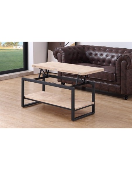 MESA CENTRO ELEVABLE Y EXTENSIBLE STEVE 100 x 45 CM ROBLE NORDISH / NEGRO