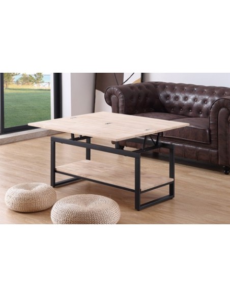 MESA CENTRO ELEVABLE Y EXTENSIBLE STEVE 100 x 45 CM ROBLE NORDISH / NEGRO