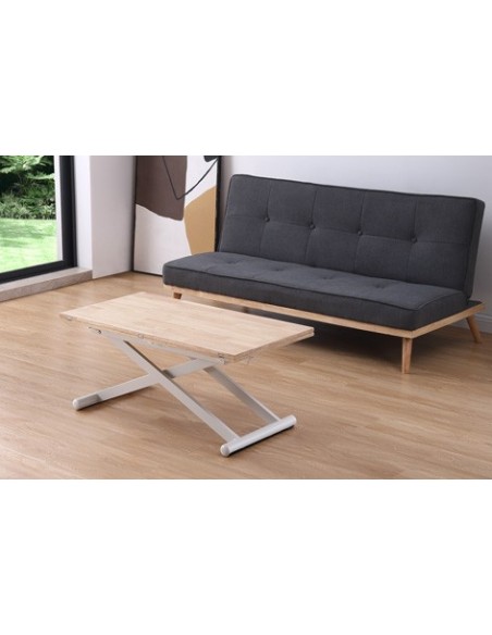 MESA CENTRO ELEVABLE Y EXTENSIBLE NATURAL 110 X 57 CM ROBLE NORDISH / BLANCO