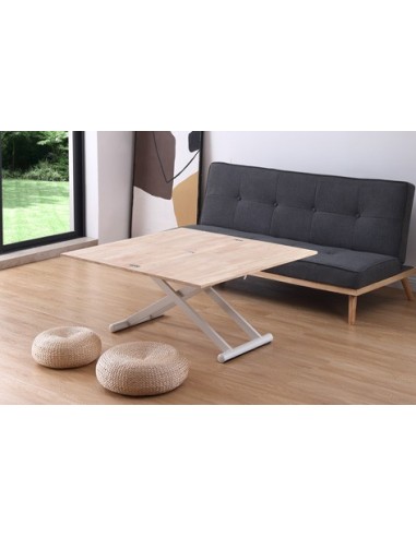 MESA CENTRO ELEVABLE Y EXTENSIBLE NATURAL 110 X 57 CM ROBLE NORDISH / BLANCO