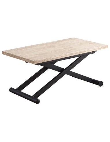 MESA CENTRO ELEVABLE Y EXTENSIBLE NATURAL 110 x 57 CM ROBLE NORDISH / NEGRO