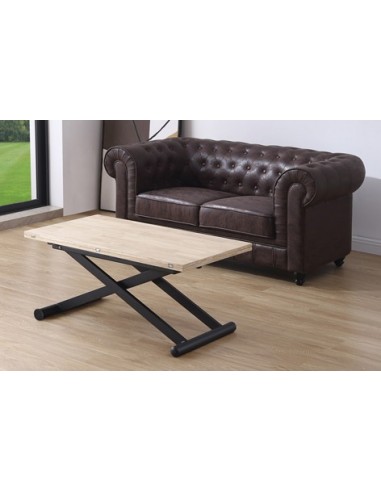 MESA CENTRO ELEVABLE Y EXTENSIBLE NATURAL 110 x 57 CM ROBLE NORDISH / NEGRO