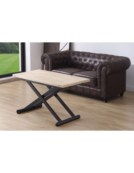 MESA CENTRO ELEVABLE Y EXTENSIBLE NATURAL 110 x 57 CM ROBLE NORDISH / NEGRO