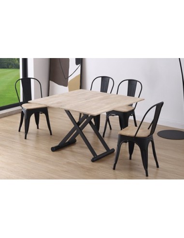 MESA CENTRO ELEVABLE Y EXTENSIBLE NATURAL 110 x 57 CM ROBLE NORDISH / NEGRO
