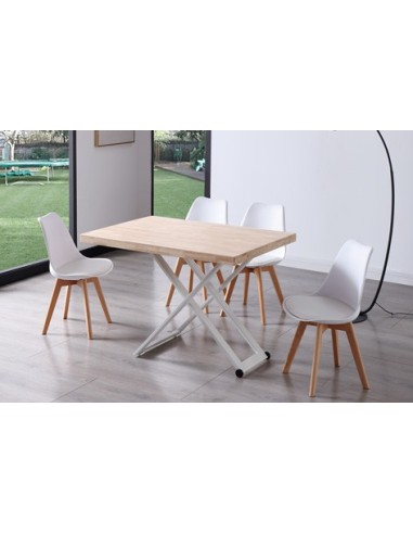 MESA CENTRO ELEVABLE ZOE 120 x 80 CM ROBLE NORDISH / BLANCO