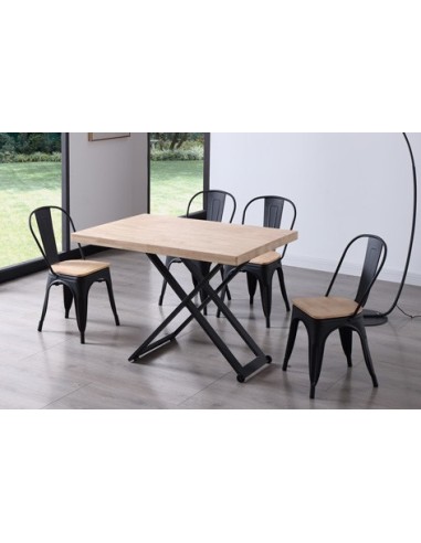 MESA CENTRO ELEVABLE ZOE 120 x 80 CM ROBLE NORDISH / NEGRO