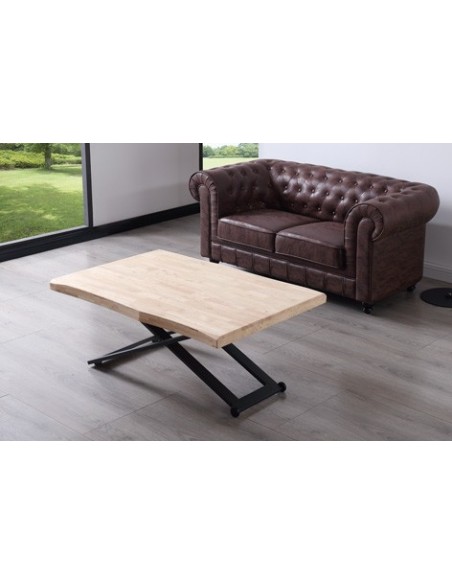 MESA CENTRO ELEVABLE ZOE 120 x 80 CM ROBLE NORDISH / NEGRO TAPA CON FORMA