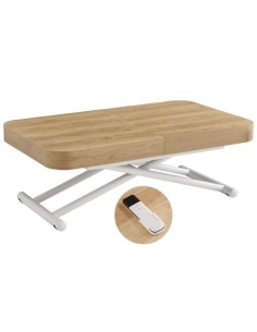 MESA CENTRO EXTENSIBLE 120 - 160 - 200 CM CON ELEVACION ELECTRICA TURIN OAK / BLANCO