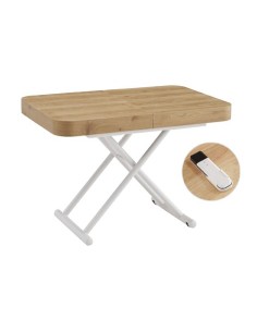 MESA CENTRO EXTENSIBLE 120 - 160 - 200 CM CON ELEVACION ELECTRICA TURIN OAK / BLANCO 2