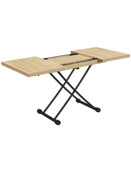 MESA CENTRO ELEVABLE Y EXTENSIBLE 100 - 130 - 160 CM TAYLOR OAK / NEGRO