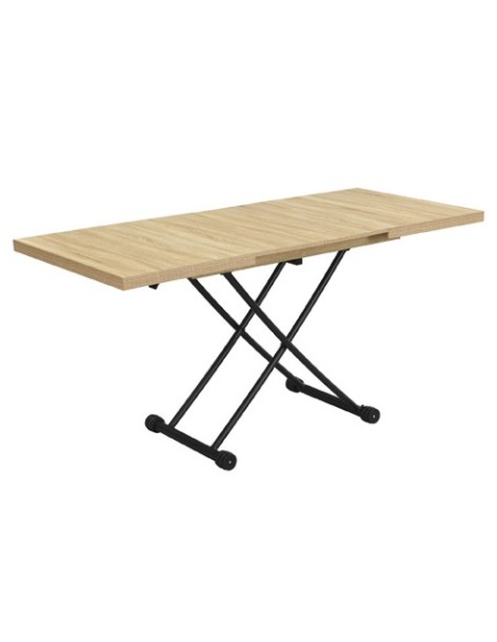 MESA CENTRO ELEVABLE Y EXTENSIBLE 100 - 130 - 160 CM TAYLOR OAK / NEGRO