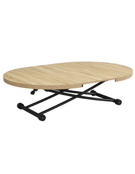 MESA CENTRO ELEVABLE Y EXTENSIBLE 100 - 140 CM GAGA OAK / NEGRO