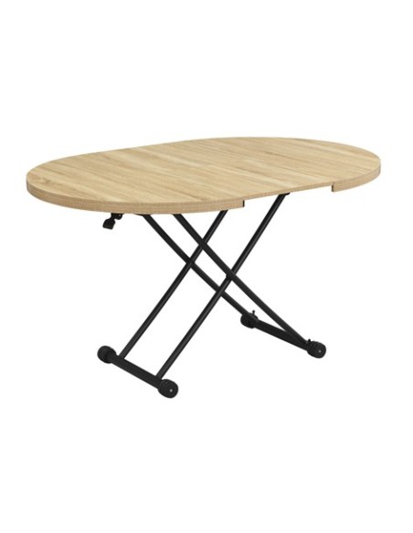MESA CENTRO ELEVABLE Y EXTENSIBLE 100 - 140 CM GAGA OAK / NEGRO