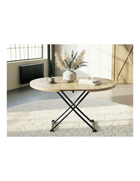 MESA CENTRO ELEVABLE Y EXTENSIBLE 100 - 140 CM GAGA OAK / NEGRO