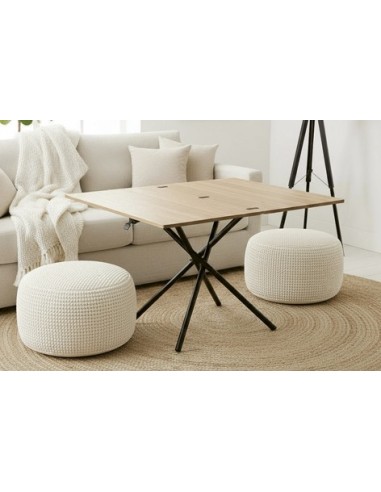 MESA CENTRO ELEVABLE Y EXTENSIBLE KATY 100 x 57 - 114 CM OAK / NEGRO