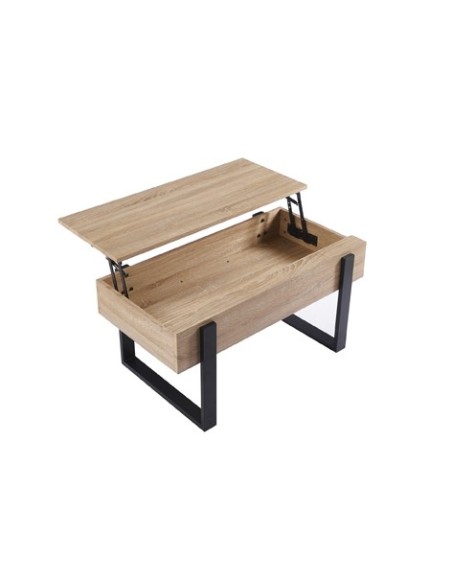 MESA CENTRO ELEVABLE 110 X 60 CM INDUSTRIAL OAK / NEGRO