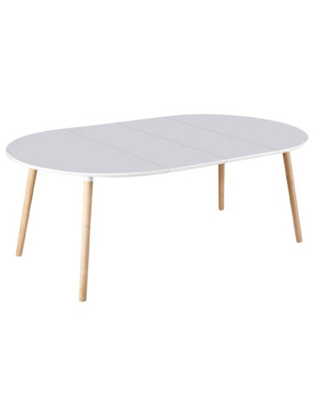 MESA COMEDOR EXTENSIBLE NORDIKA 100 - 140 - 180 CM BLANCO / HAYA