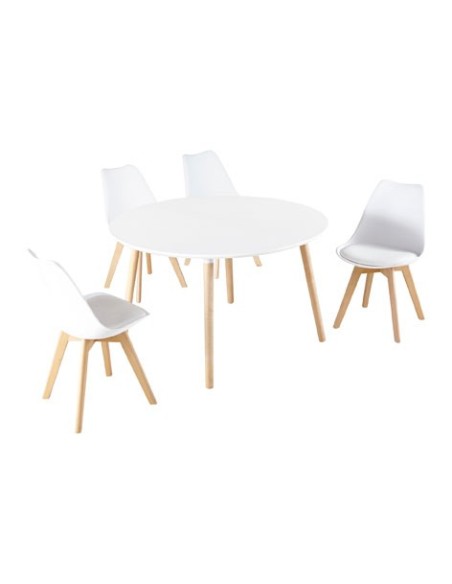 MESA COMEDOR EXTENSIBLE NORDIKA 100 - 140 - 180 CM BLANCO / HAYA